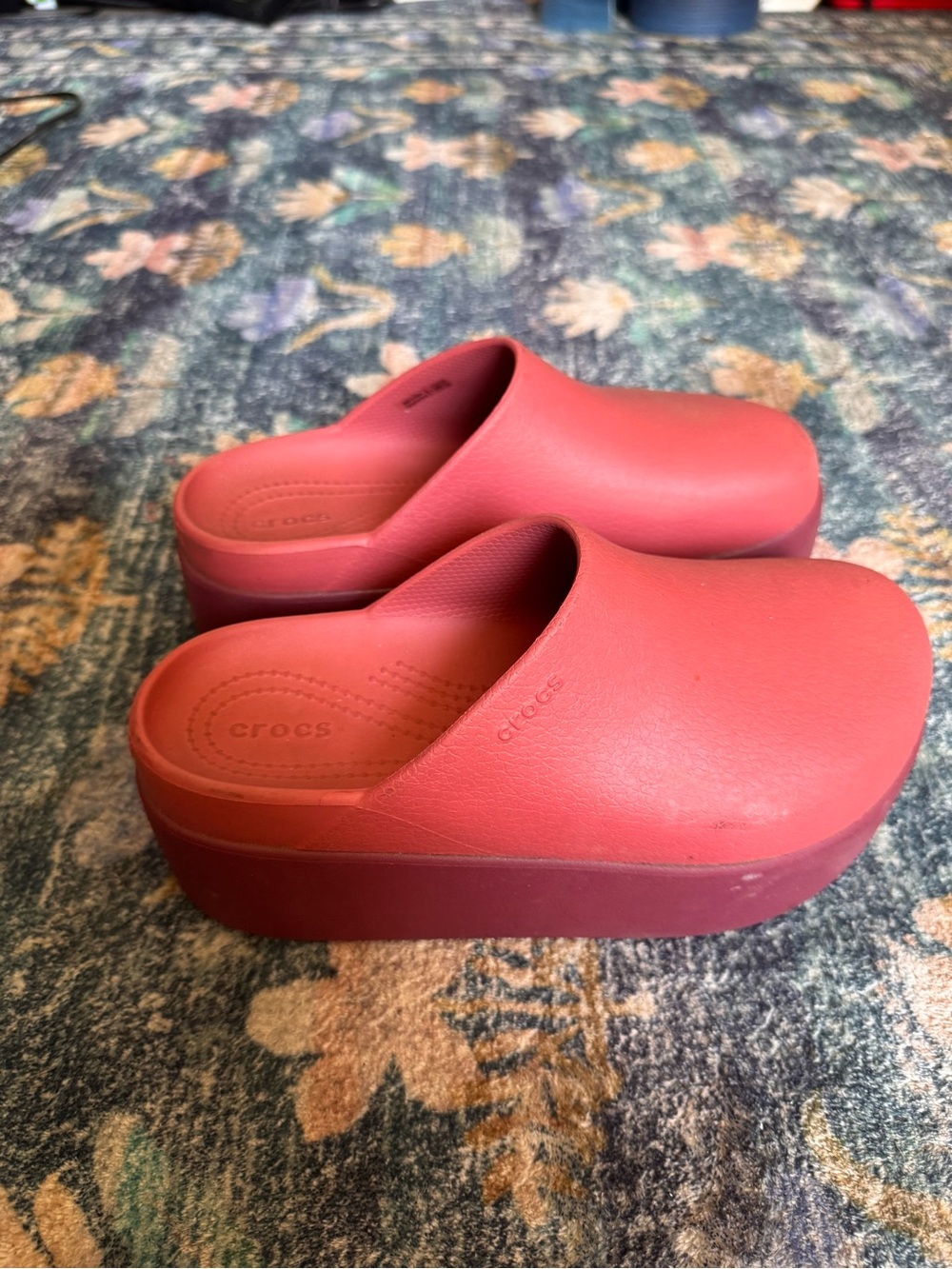CROCS Women's Platform Clog in Coral Red